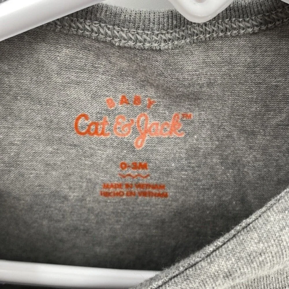 Baby Cat & Jack 0-3 Months Gray Bodysuit Peas & Thanks Print New